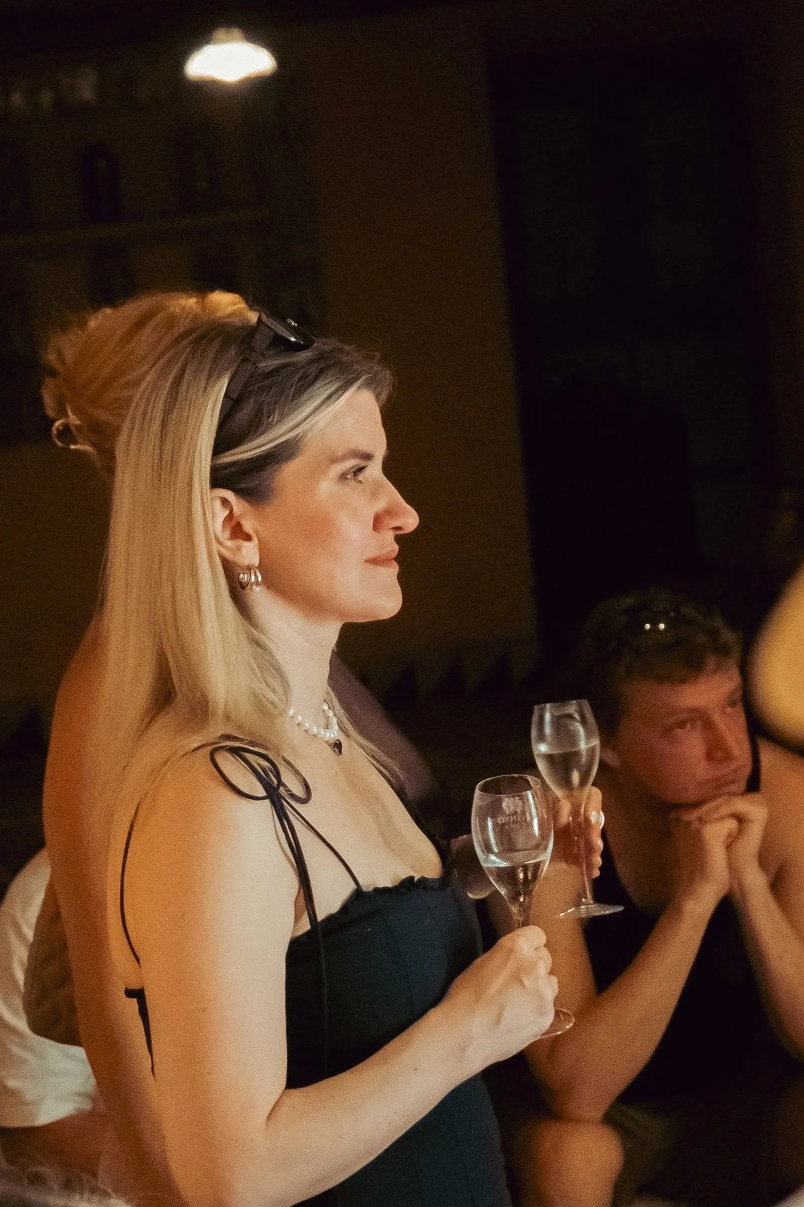 Two glasses of wine carried out into the evening